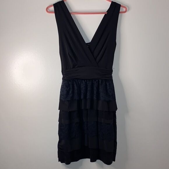 ZARA Basic Lace Tulle Mesh Layered Ruffle Black Mini Dress(Size Small)Rare - Picture 5 of 11
